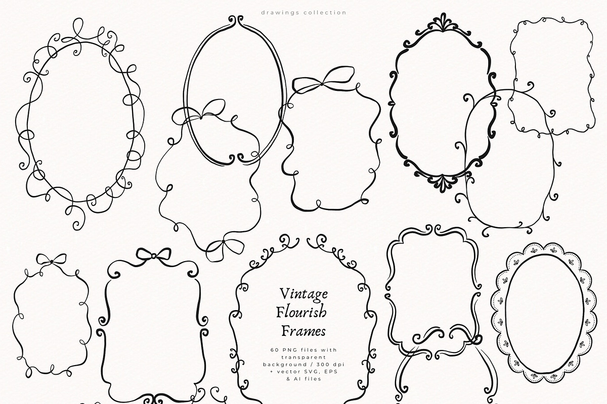 60 Vintage Flourish Frames, a Decorative Illustration by PeDe Designs (Photo 10 of 11)
