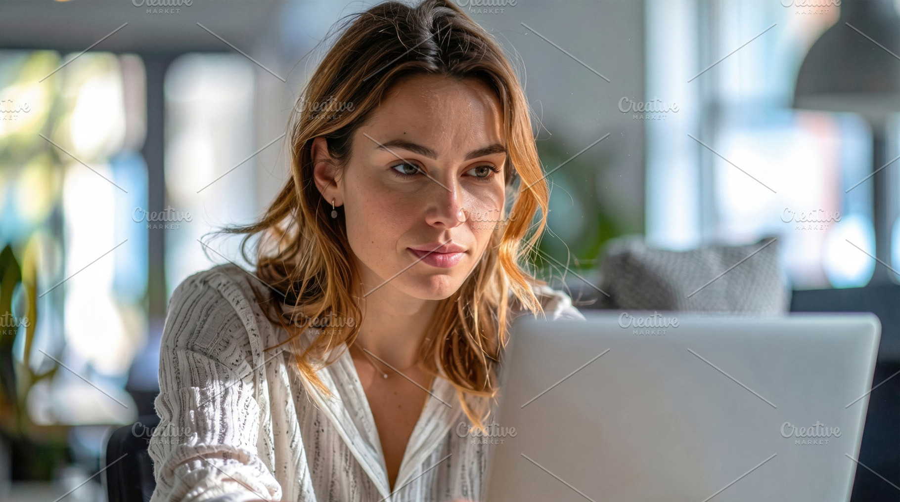Young Woman Working from Home Laptop, a Business Photo by Davizro's Market