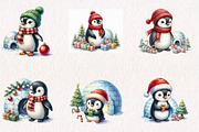 Watercolor Igloo Penguin Collection, a Seasonal Illustration by CreationArt (Thumbnail 2 of 7)
