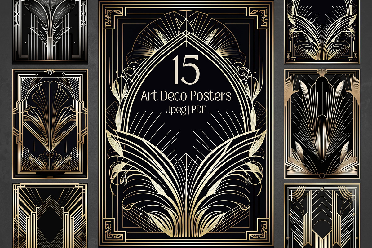 Gold Black Art Deco Wall Art Posters, an Illustration by VectorPanther (Photo 1 of 8)