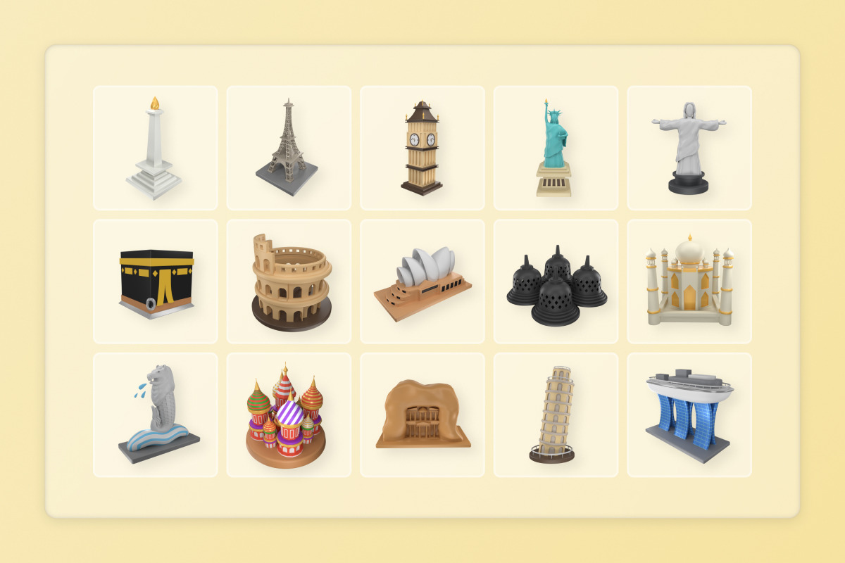 World Landmark Building 3D Icon Pack, an Education Illustration by twinstd (Photo 6 of 6)