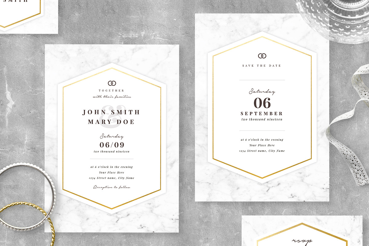 Marble Wedding Invitation Suite, an Invitation Template by Vynetta (Photo 3 of 5)
