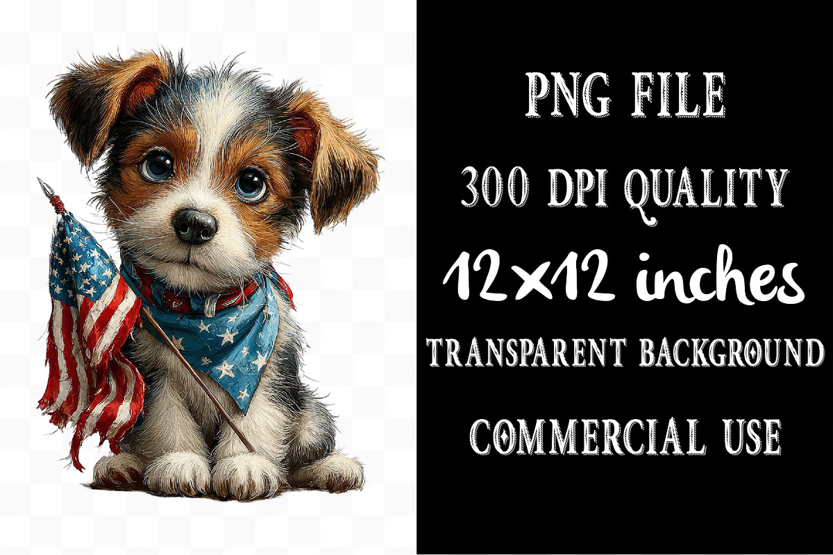 4th of July Dog Whimsical Clipart, an Animal Illustration by Designking (Photo 4 of 5)