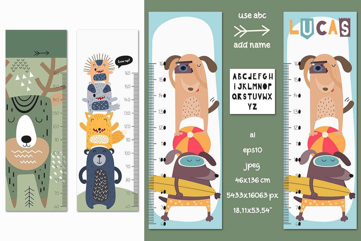 Height chart measure for kids bundle, an Education Illustration by Nursery Art (Photo 9 of 11)