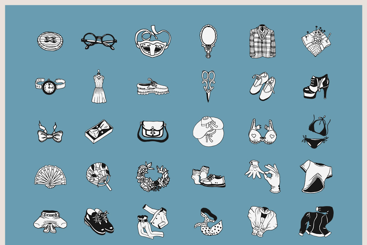 150 Hand Drawn Elements -Fashion-, an Illustration by Michael Rayback Design (Photo 2 of 3)
