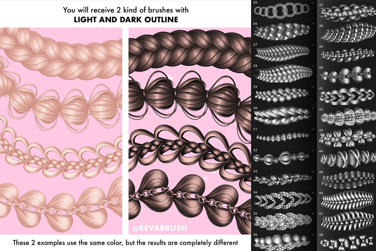 Procreate Hair Anime Outline brushes, a Brush Add-On by Revabrush (Photo 3 of 9)