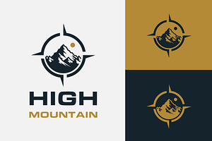 Landscape Mountain with Compass logo, a Branding & Logo Template by funpixel