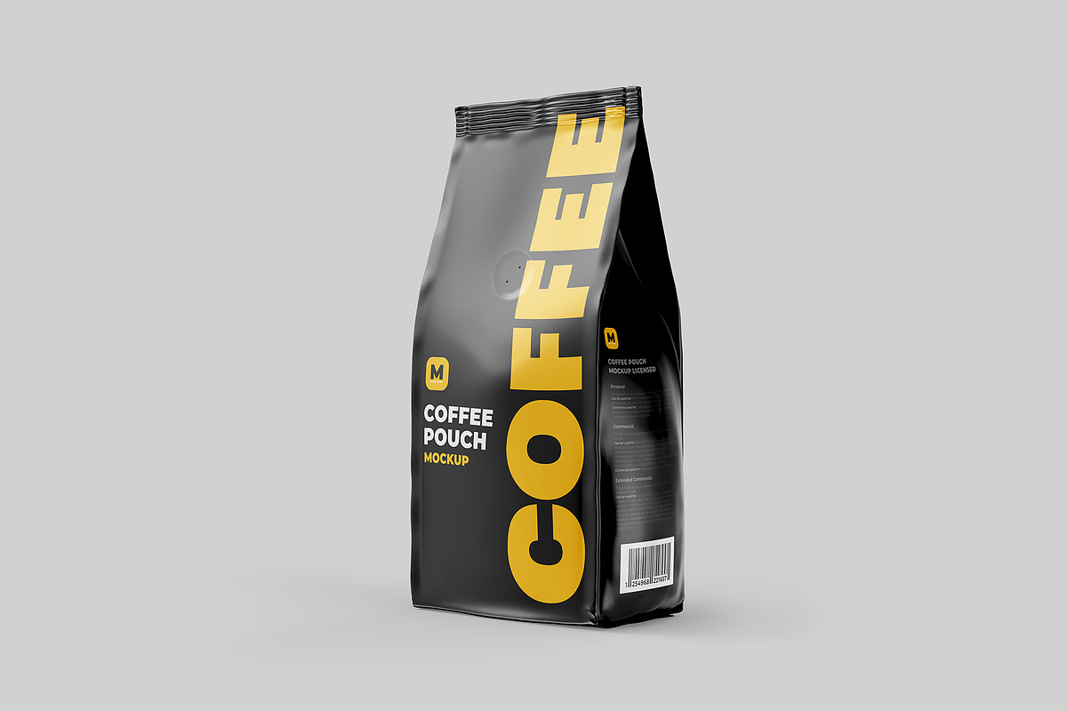 Coffee Pouch Half Side 3/4 Mockup, a Packaging Mockup by easymock (Photo 6 of 8)