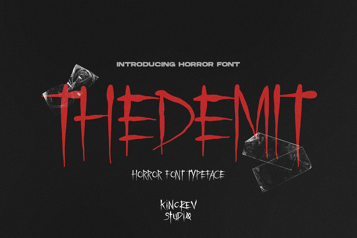 Thedemit - Horror Font Typeface, a Blackletter Font by Kincrev Studio (Photo 1 of 7)