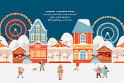 Christmas Market Scene Creator, a Seasonal Illustration by VerAna (Thumbnail 5 of 20)