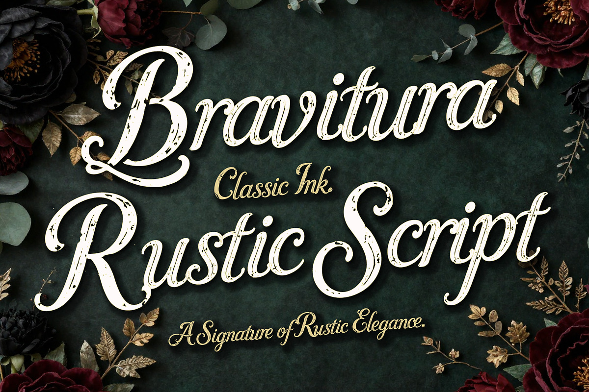 Bravitura Script - Rustic Elegance, a Script Font by HypeWorksCo (Photo 1 of 15)