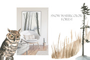 Snow watercolor forest, an Illustration by Love Watercolor Store (Thumbnail 2 of 8)