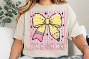 Teacher Pencil Coquette Bow Design, a Seasonal Illustration by Libby Wishes (Thumbnail 2 of 3)