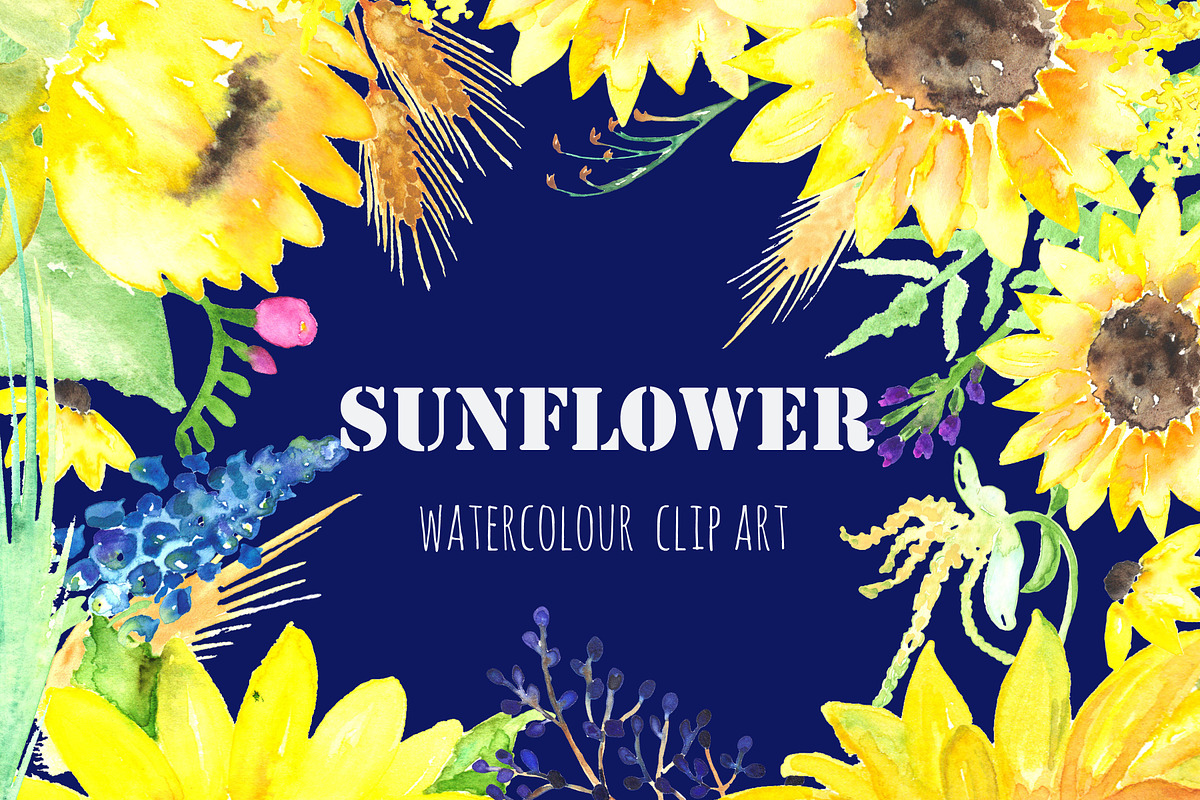 Sunflower Watercolor Clip Art, an Illustration by LABFcreations (Photo 4 of 5)