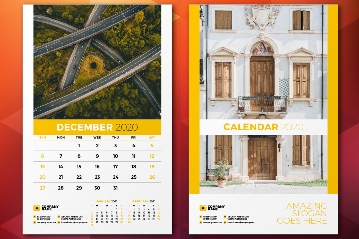 Wall Calendar 2020, a Stationery Template by AntartStock (Photo 3 of 6)