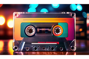 A glowing cassette with vibrant neon, an Abstract Photo by Igor Tichonow