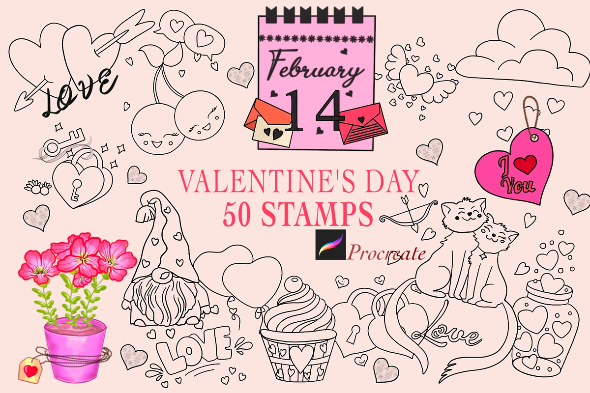 Valentine's Day Digital Stamp, a Graphic by Favorites_Art (Photo 1 of 11)