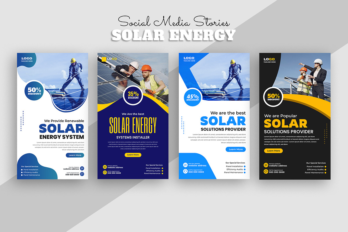 Solar Energy social media Stories, a Social Media Template by nandinigraphics