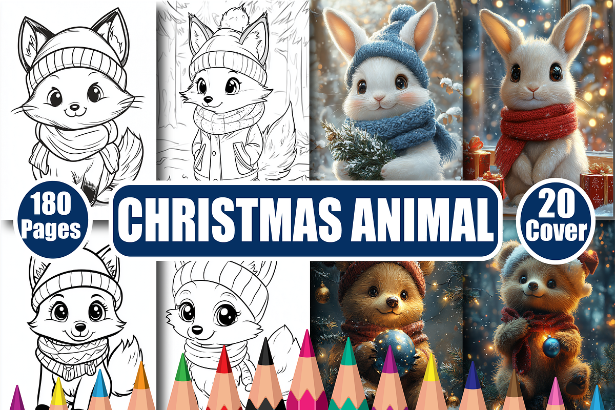 Christmas Animal Coloring Book, an Animal Illustration by Design Home (Photo 1 of 3)