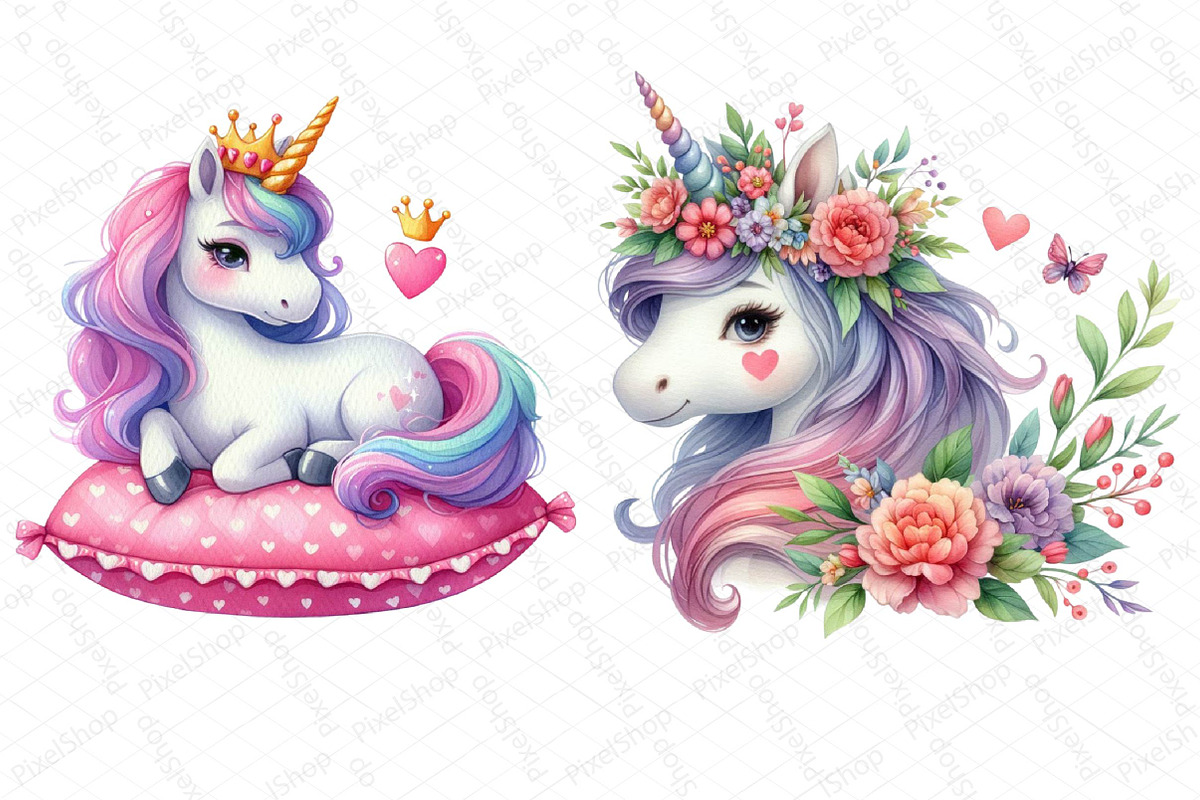Cute Magical Unicorn Clipart, an Illustration by DreamPrint404 (Photo 4 of 4)