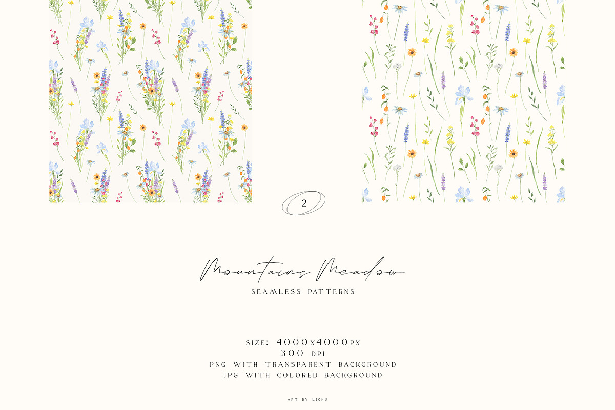 Mountains Meadow watercolor, a Seasonal Illustration by LiChu Art (Photo 15 of 17)