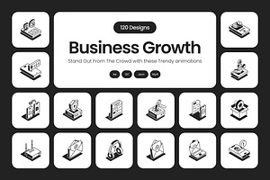 Animated Business Growth Icons, an Outline Icon by Prosymbols