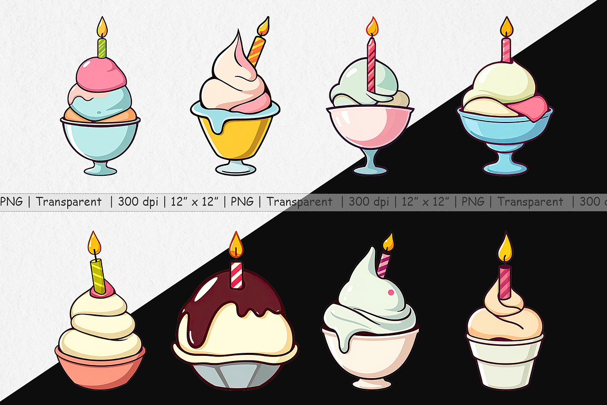 Party Ice Cream Clipart, a Graphic by Artnoy (Photo 2 of 5)