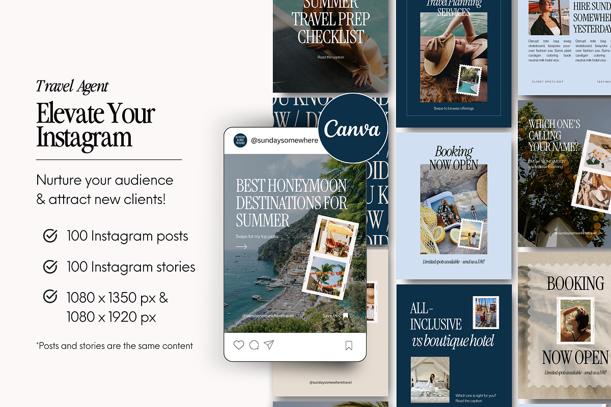 Travel Agent Instagram Templates, a Social Media Template by Warmsoulgallery (Photo 2 of 10)