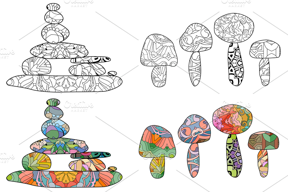 Sea stone pyramids for coloring, an Object Illustration by Watercolor fantasy (Photo 2 of 8)