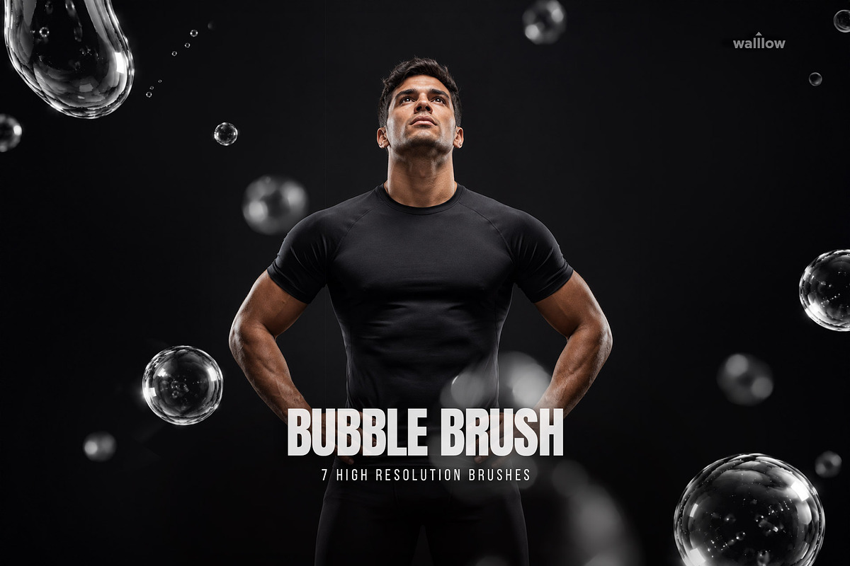 7 Water Bubble Photoshop Brushes, a Brush Add-On by Walllow Creatives (Photo 2 of 4)