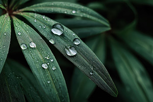 Dewdrops on Lush Green Leaves Nature, a Photo by Pixeness Studio