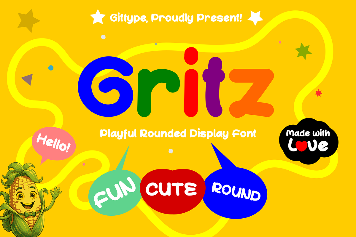 Gritz -Bold Playfull Rounded Display, a Sans Serif Font by Gittype (Photo 1 of 15)