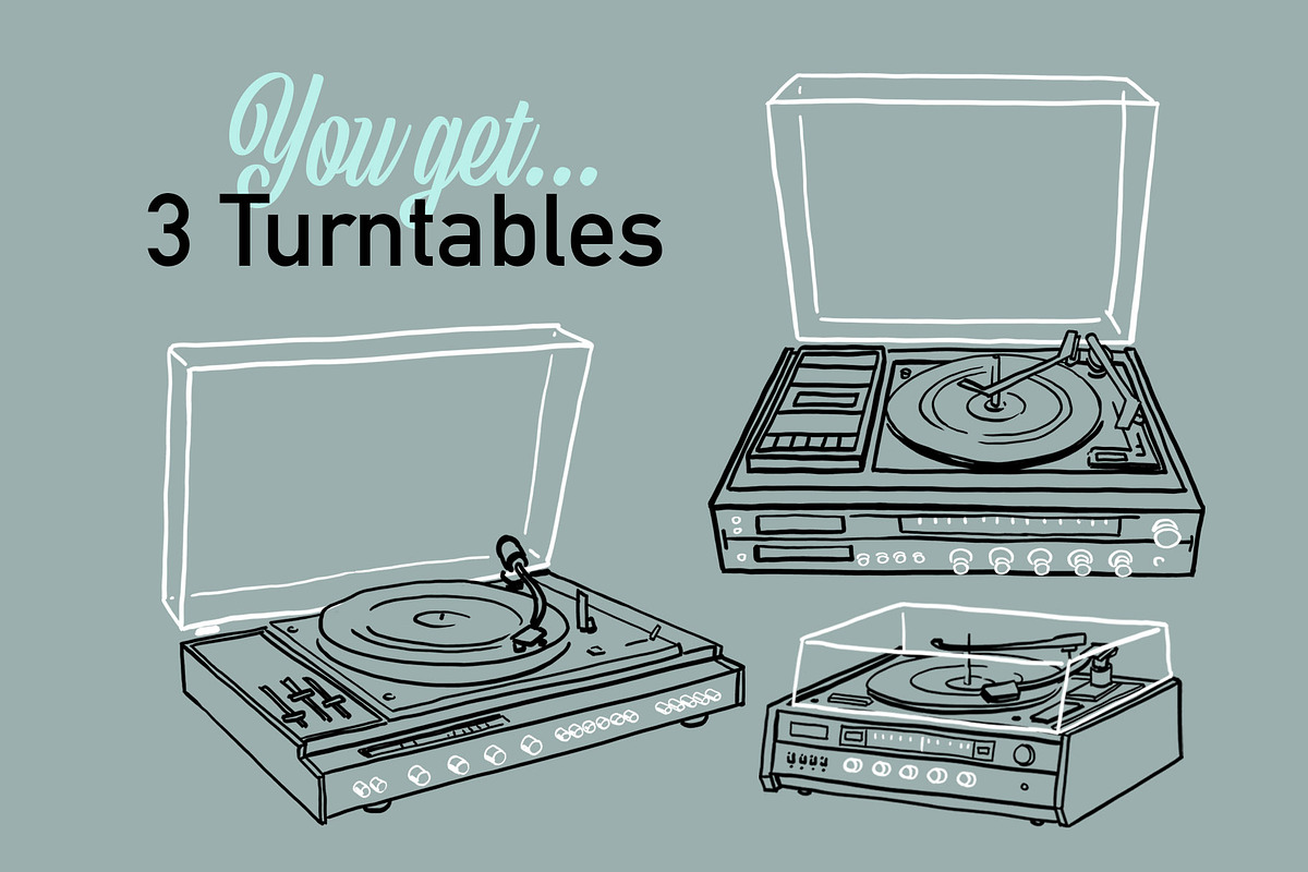 Vintage record player illustrations, an Object Illustration by Serifs & Whiskey (Photo 2 of 4)