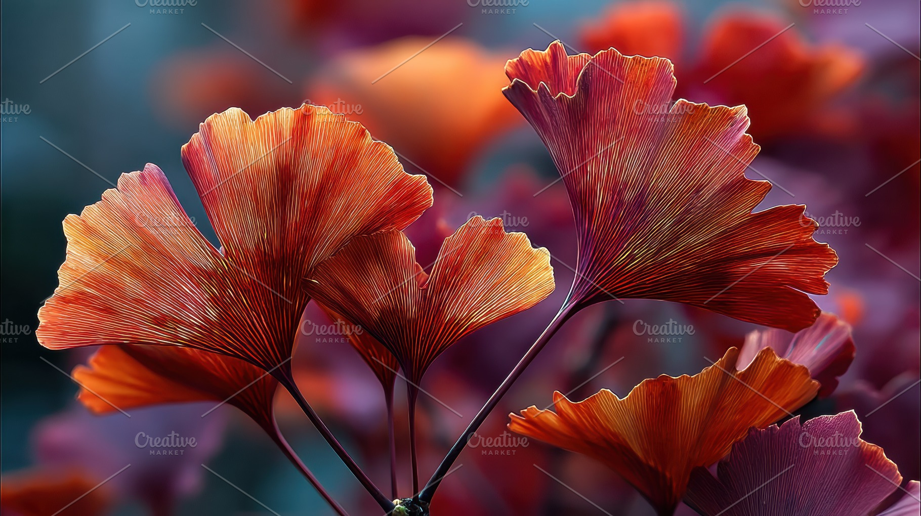 Autumn Ginkgo Leaves, Vibrant Colors, a Nature Photo by Virgo Studio