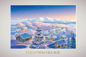 Festive Christmas landscape, a Decorative Illustration by Countryside life
