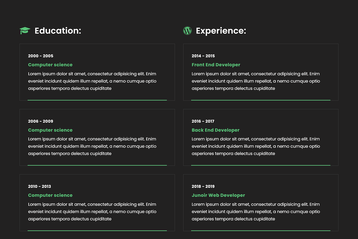 Hafiz - Dark Portfolio Resume HTML, a HTML Template by Themeplaza (Photo 4 of 6)