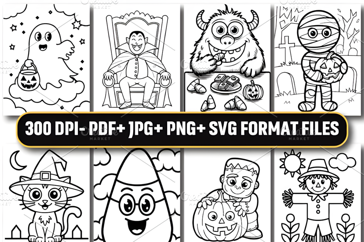 Cute Halloween Coloring Pages, a Seasonal Illustration by Design Station (Photo 3 of 5)