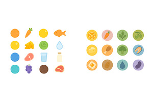 Colorful food icons arranged in a, a Food Illustration by ZinetroN