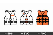 Life Jacket Safety Vector Icon Set, an Object Graphic by Artonix (Thumbnail 1 of 3)