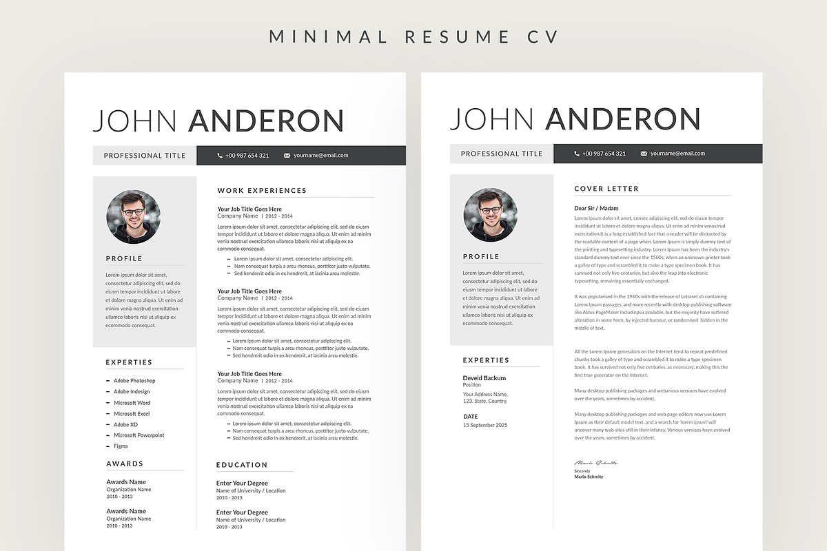 Modern Resume Template CV, a Resume Template by Pixelpick (Photo 2 of 4)