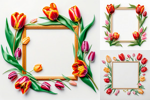 Embroidered flower tulip background