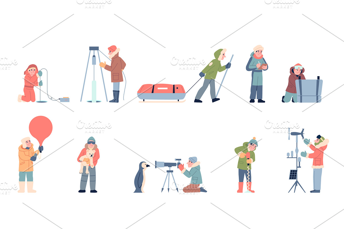 Polar scientist characters, an Illustration by LadadikArt