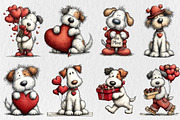 Whimsical Valentine Dogs Clipart, a Seasonal Illustration by Rose Art (Thumbnail 4 of 6)