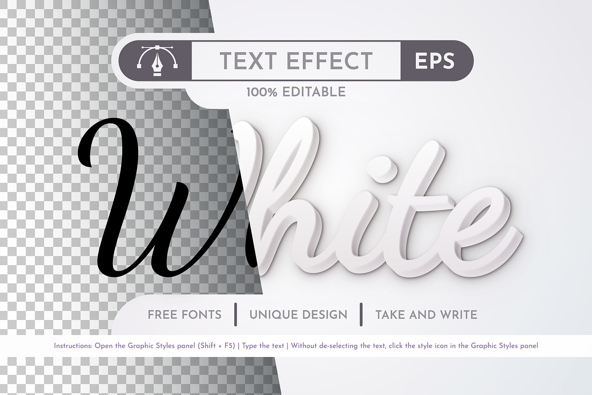 White Editable Text Effect, a Layer Style Add-On by rwgusev (Photo 1 of 6)