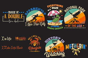 Retro Funny Typography T-Shirt Bundl