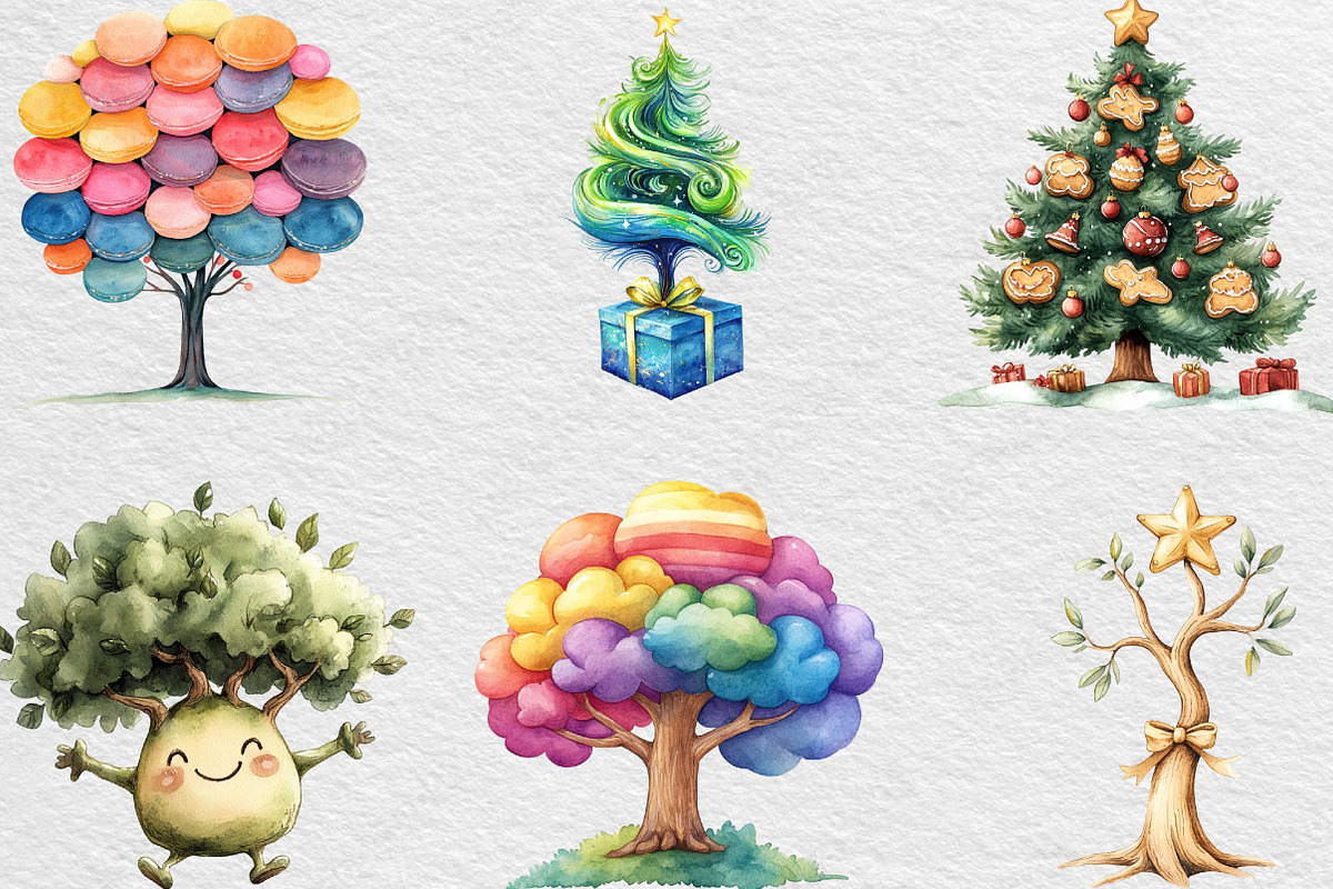 Cute Doodle Christmas Tree Clipart, an Illustration by Black Bird Studio (Photo 6 of 6)