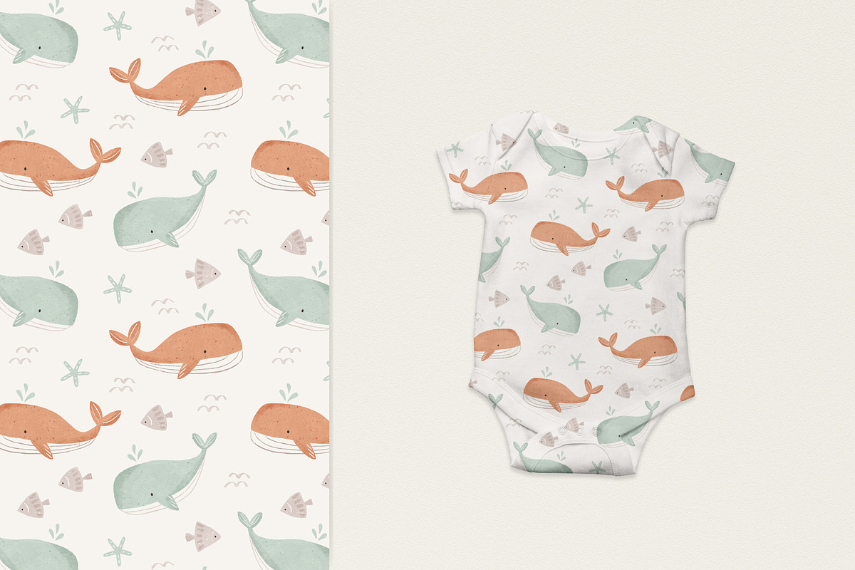 Cute whales, a Pattern Graphic by Olena Kuznietsova (Photo 5 of 9)
