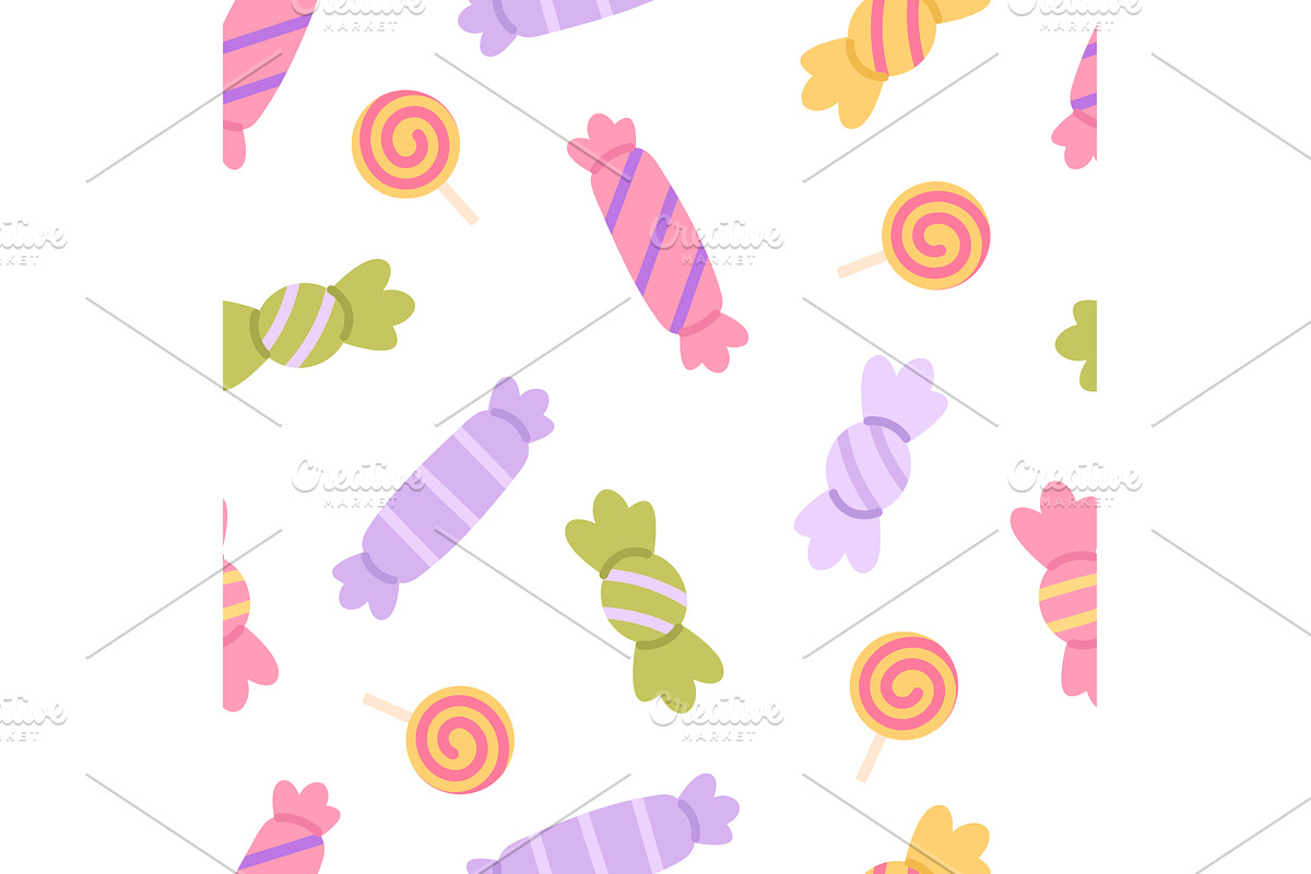 Candies seamless pattern. Candy and, a Food Illustration by LadadikArt