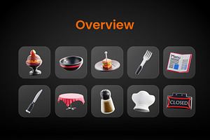 Food & Restaurant 3D Icon Set