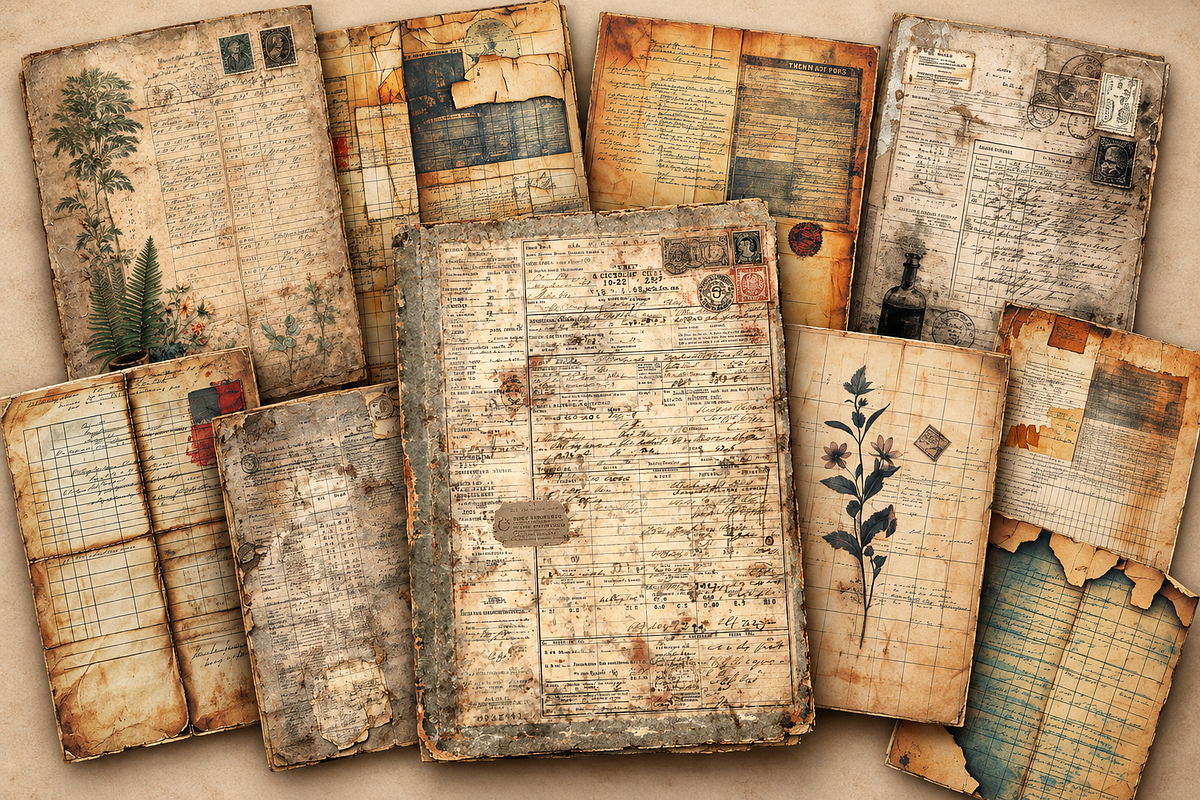 Antique Ledger Junk Journal, a Background Graphic by Printable Treasure (Photo 2 of 3)